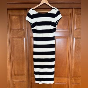 Black and white striped body con dress